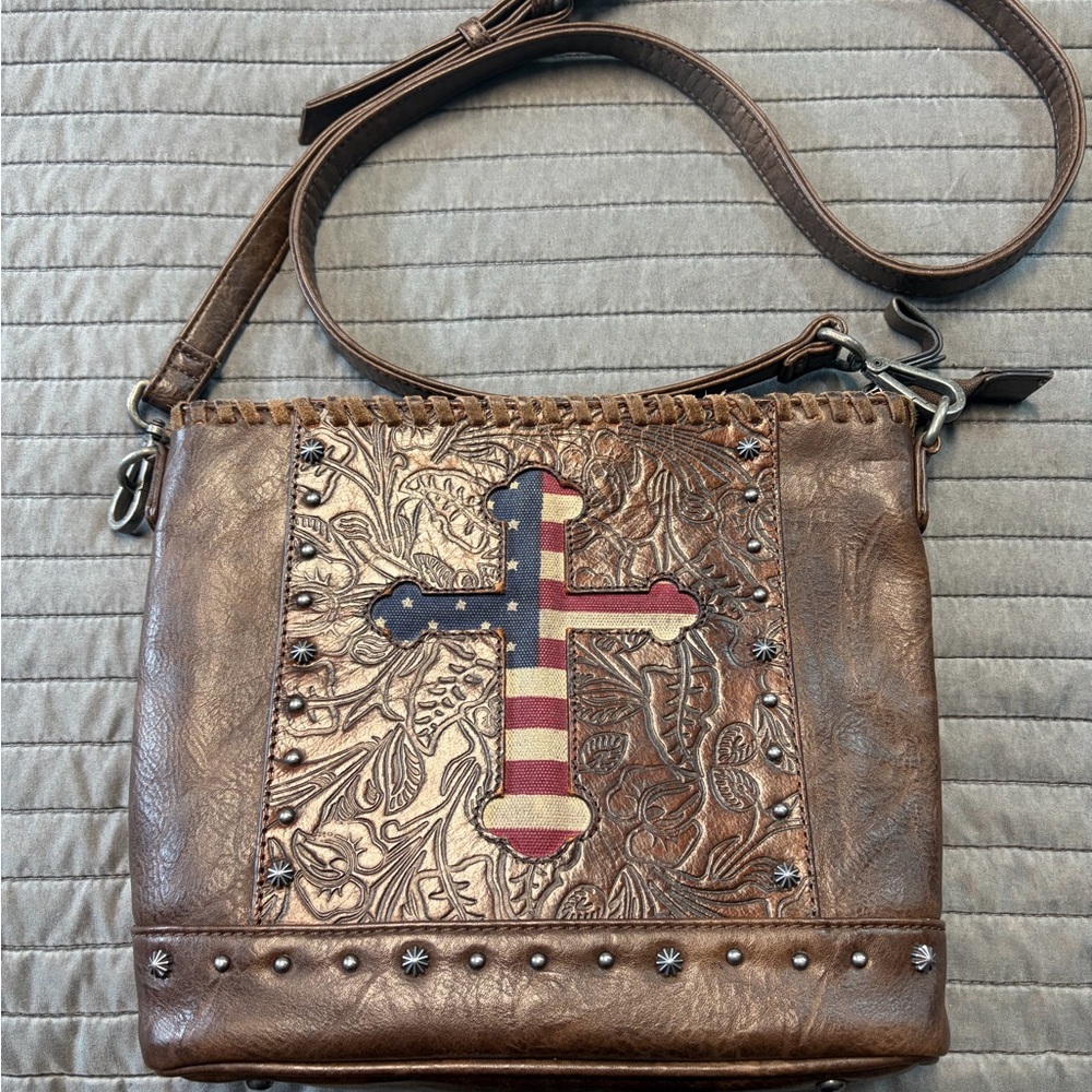 Shyanne leather Crossbody with Embroidered Cross